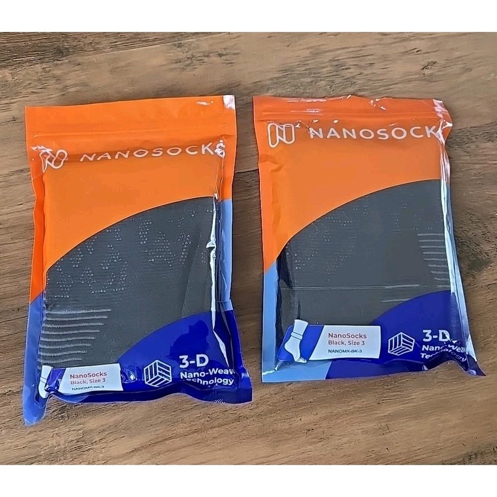NanoSocks NANOMX-BK-3 (2 Packages) Compression Nano Weave Toeless Socks Size 3